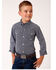Roper Boys' Amarillo Floral Print Long Sleeve Western Button Down Shirt, Blue, hi-res