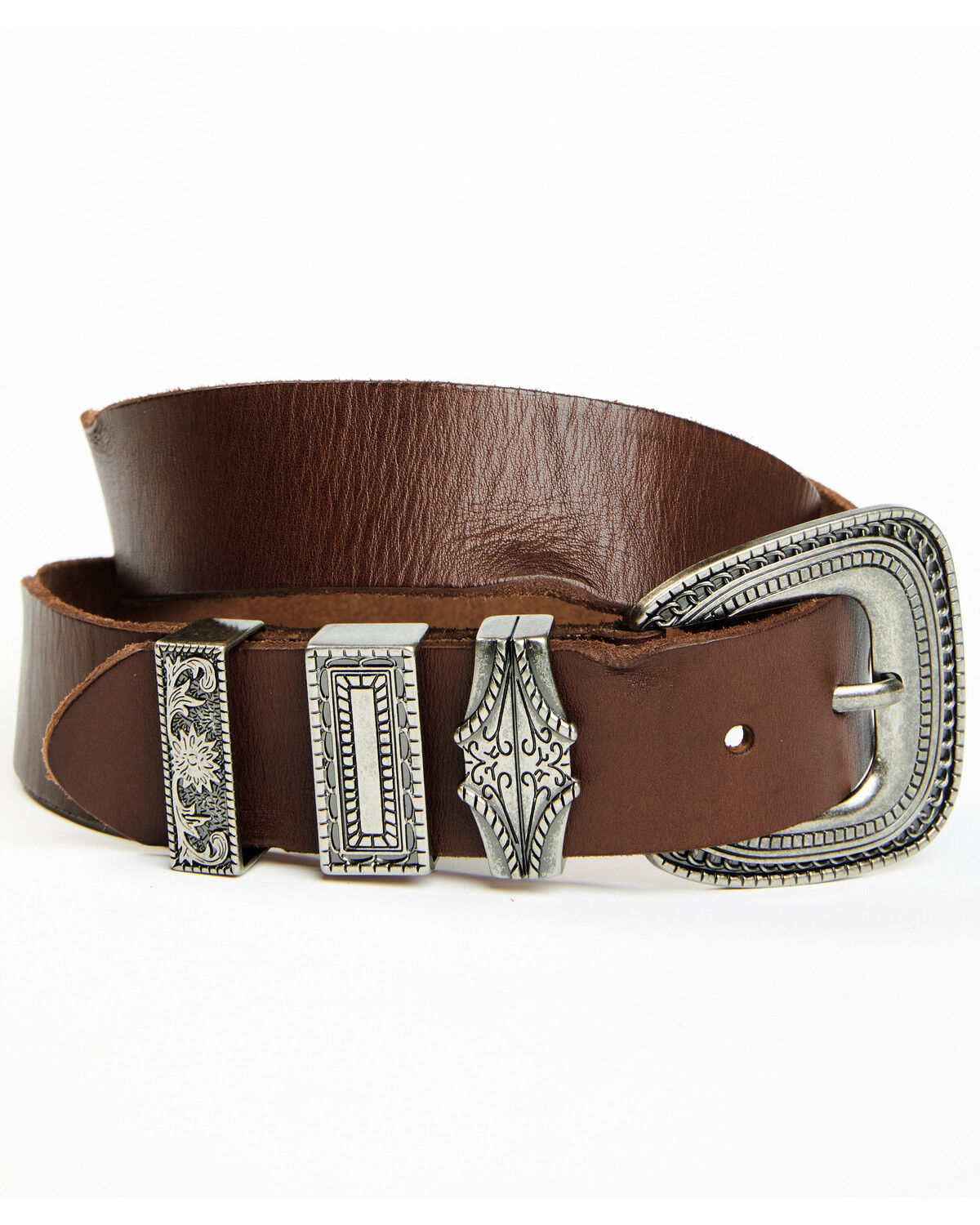 Image #1 - Shyanne Women's Triple Keeper Leather Belt, Brown, hi-res