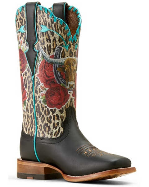 Image #1 - Ariat X Rodeo Quincy Women's Frontier Western Boots - Broad Square Toe , Black, hi-res