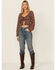 Image #4 - Wild Moss Long Sleeve Tie Front Ranched Floral Top, Tan, hi-res