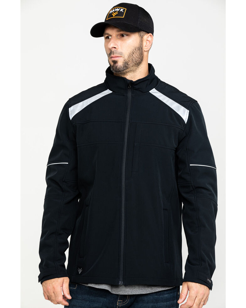 Hawx Men's Black Reflective Polar Fleece Moto Work Jacket - Tall , Black, hi-res