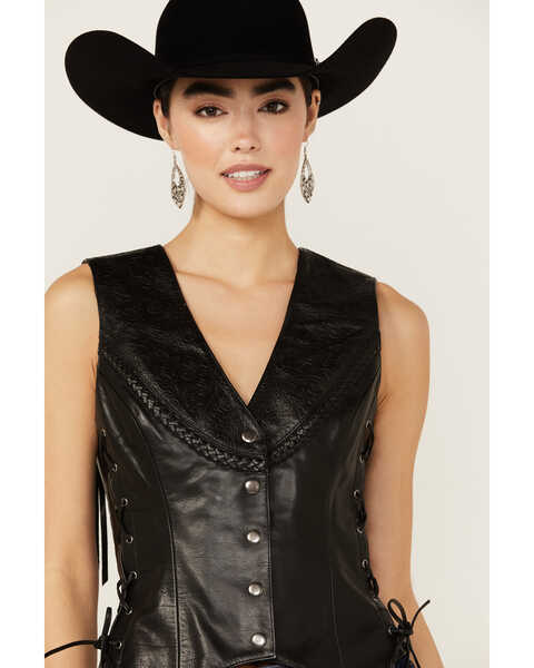 Image #3 - Idyllwind Women's Stokes Leather Vest, Black, hi-res
