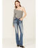 Image #3 - Miss Me Women's Medium Wash Mid Rise Wing Pocket Stretch Bootcut Jeans , Medium Wash, hi-res