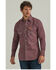Image #1 - Wrangler Men's FR Plaid Print Long Sleeve Snap Work Shirt, Burgundy, hi-res