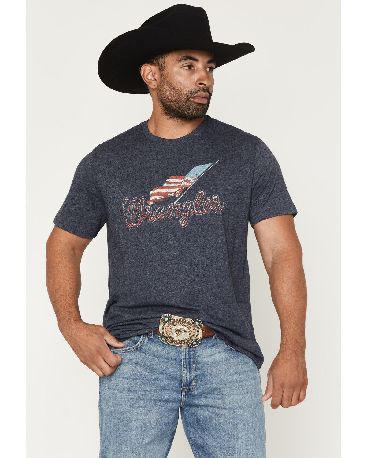 Image #1 - Wrangler Men's Americana Logo Short Sleeve Graphic T-Shirt, Navy, hi-res