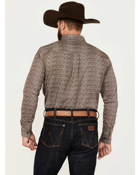 Image #4 - Cody James Men's Crossed Geo Print Long Sleeve Button-Down Stretch Western Shirt, Brown, hi-res
