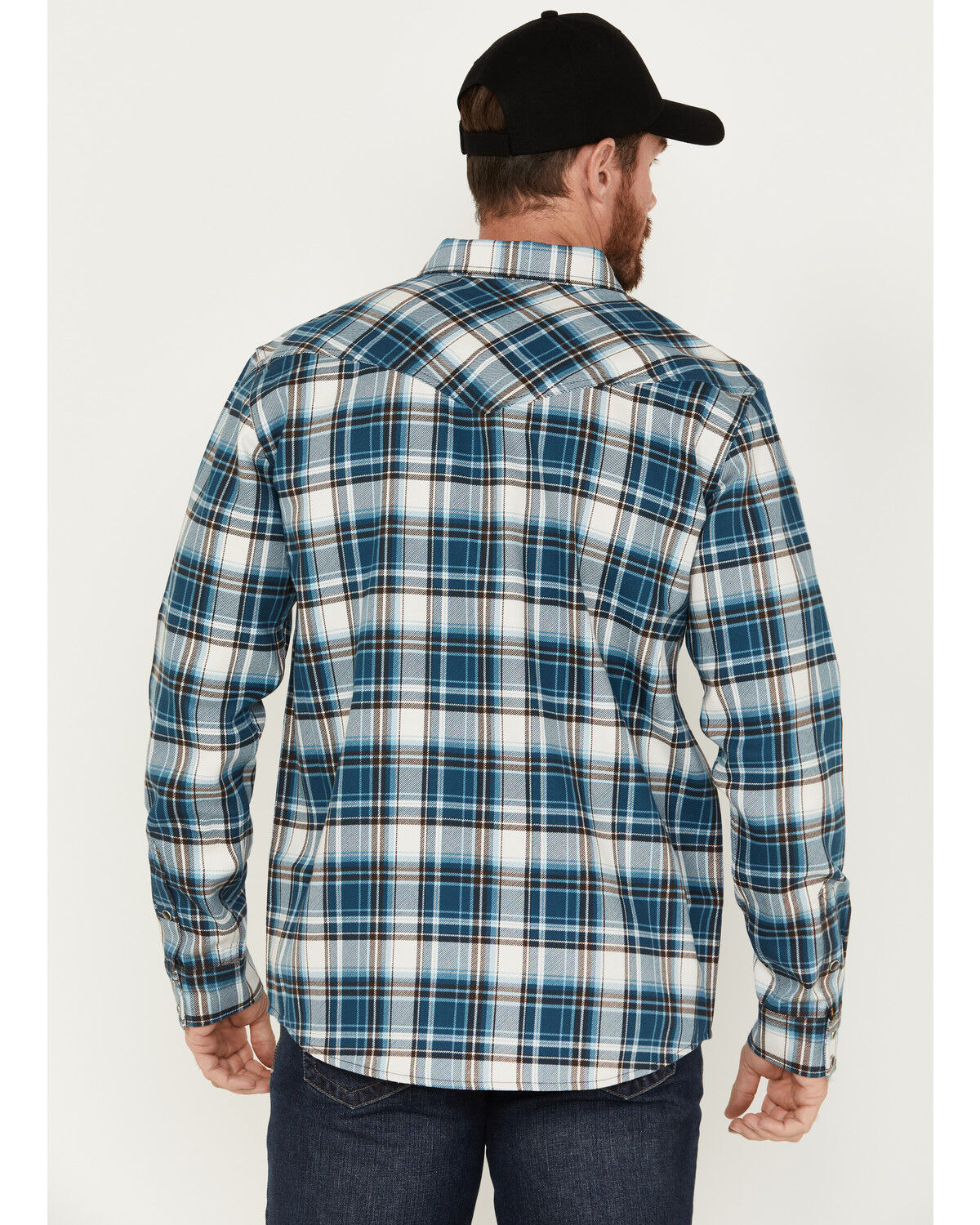 Image #4 - Cody James Men's FR Check Plaid Long Sleeve Work Shirt, Blue, hi-res