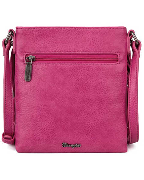 Image #3 - Wrangler Women's Leather Fringe Denim Jean Pocket Crossbody Bag, Hot Pink, hi-res
