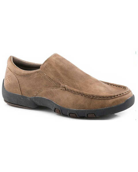 Roper Men's Trent Synthetic Slip-On Casual Driving Shoes - Moc Toe , Tan, hi-res