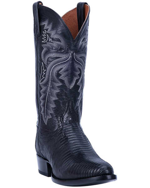 Dan Post Men's Winston Lizard Western Boots - Round Toe, Black, hi-res