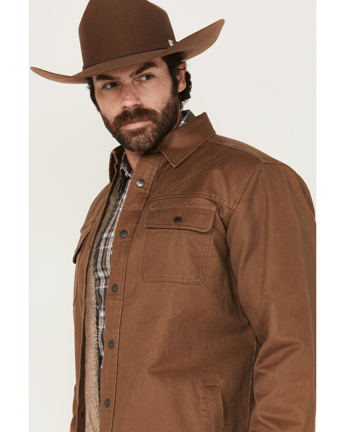 Image #2 - Dakota Grizzly Ryker Microsuede Sherpa Lined Shirt Jacket, Tan, hi-res