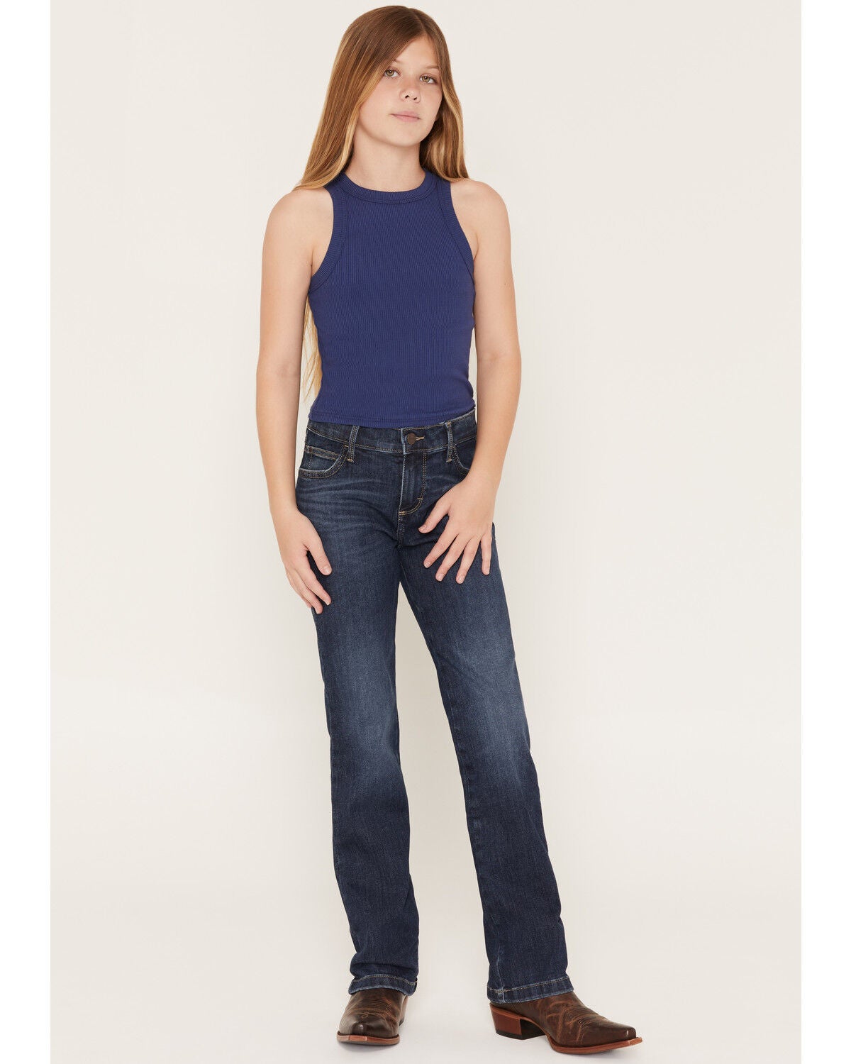 Image #1 - Wrangler Girls' Bespoke Lacey Bootcut Stretch Denim Jeans, Medium Wash, hi-res