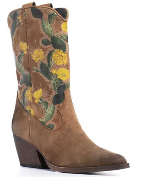 Image #1 - Golo Shoes Women's Cactus Graphic Western Boot - Pointed Toe, Camel, hi-res