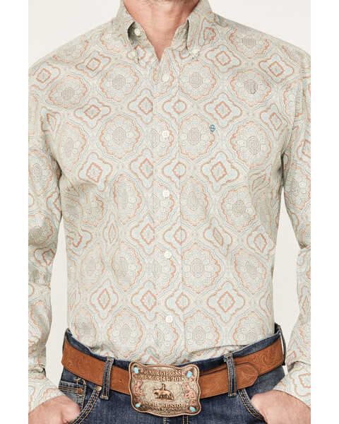 Image #3 - Stetson Men's Medallion Long Sleeve Button Down Western Shirt, Turquoise, hi-res