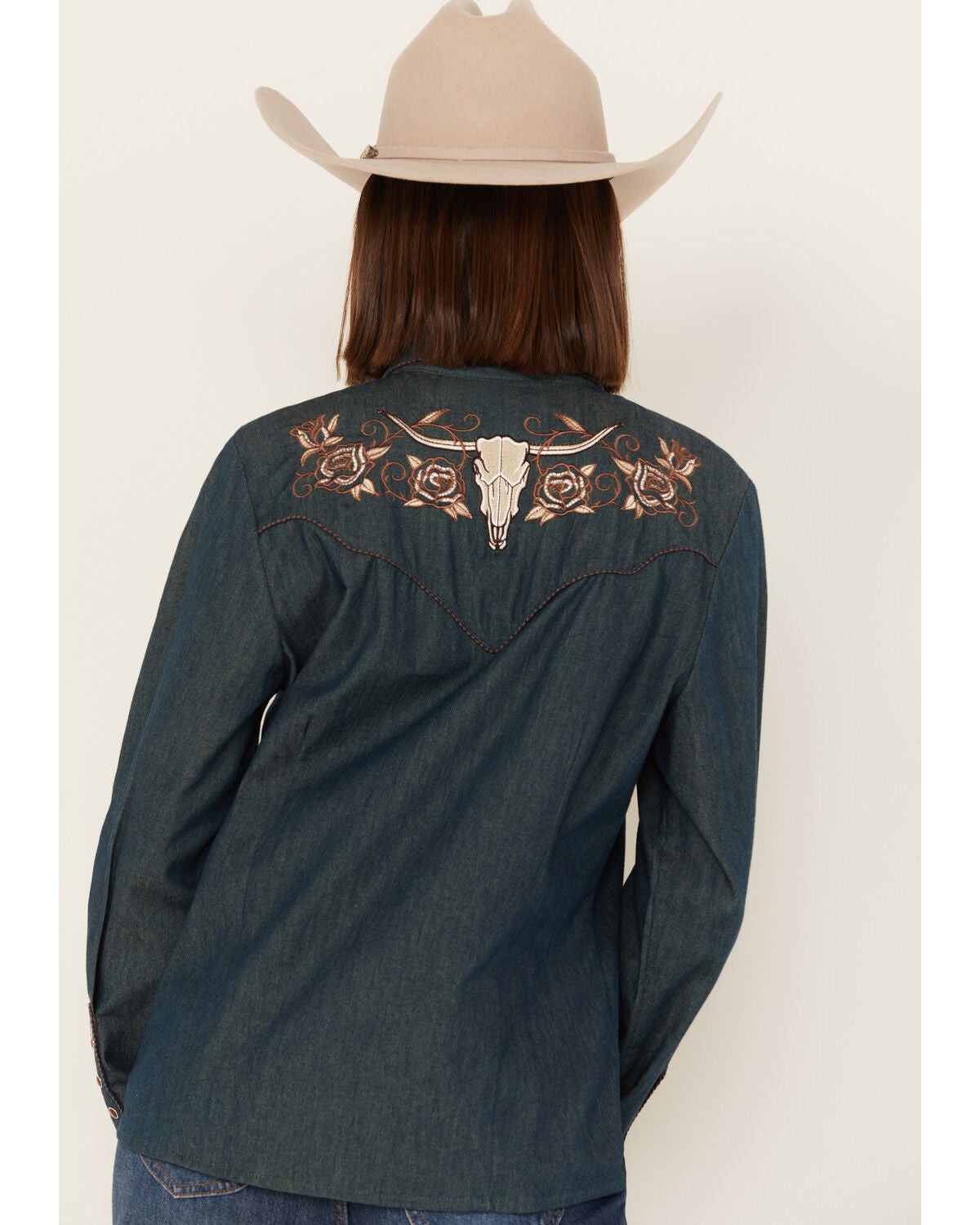 embroidered denim shirt womens