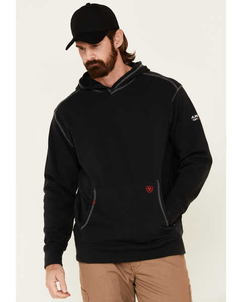 Image #1 - Ariat Men's FR Tek Hooded Work Sweatshirt, Black, hi-res