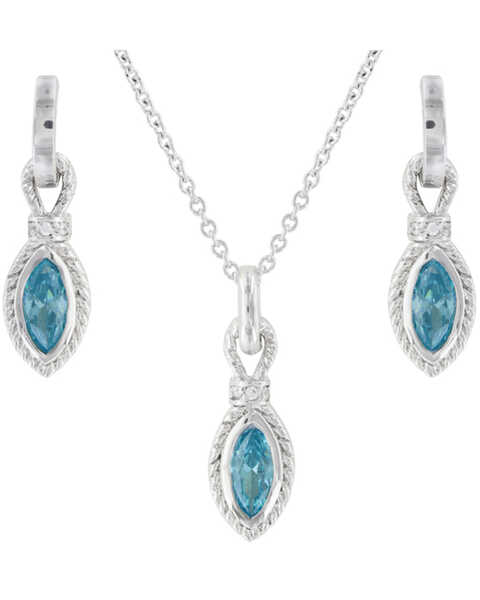 Montana Silversmiths Women's Lassoed Starlight Necklace & Earrings Jewelry Set, Silver, hi-res