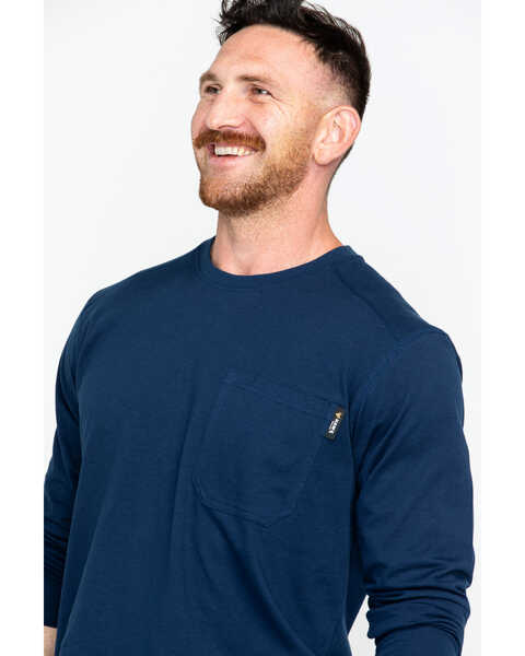 Image #4 - Hawx Men's Solid Pocket Crew Long Sleeve Work T-Shirt , Navy, hi-res