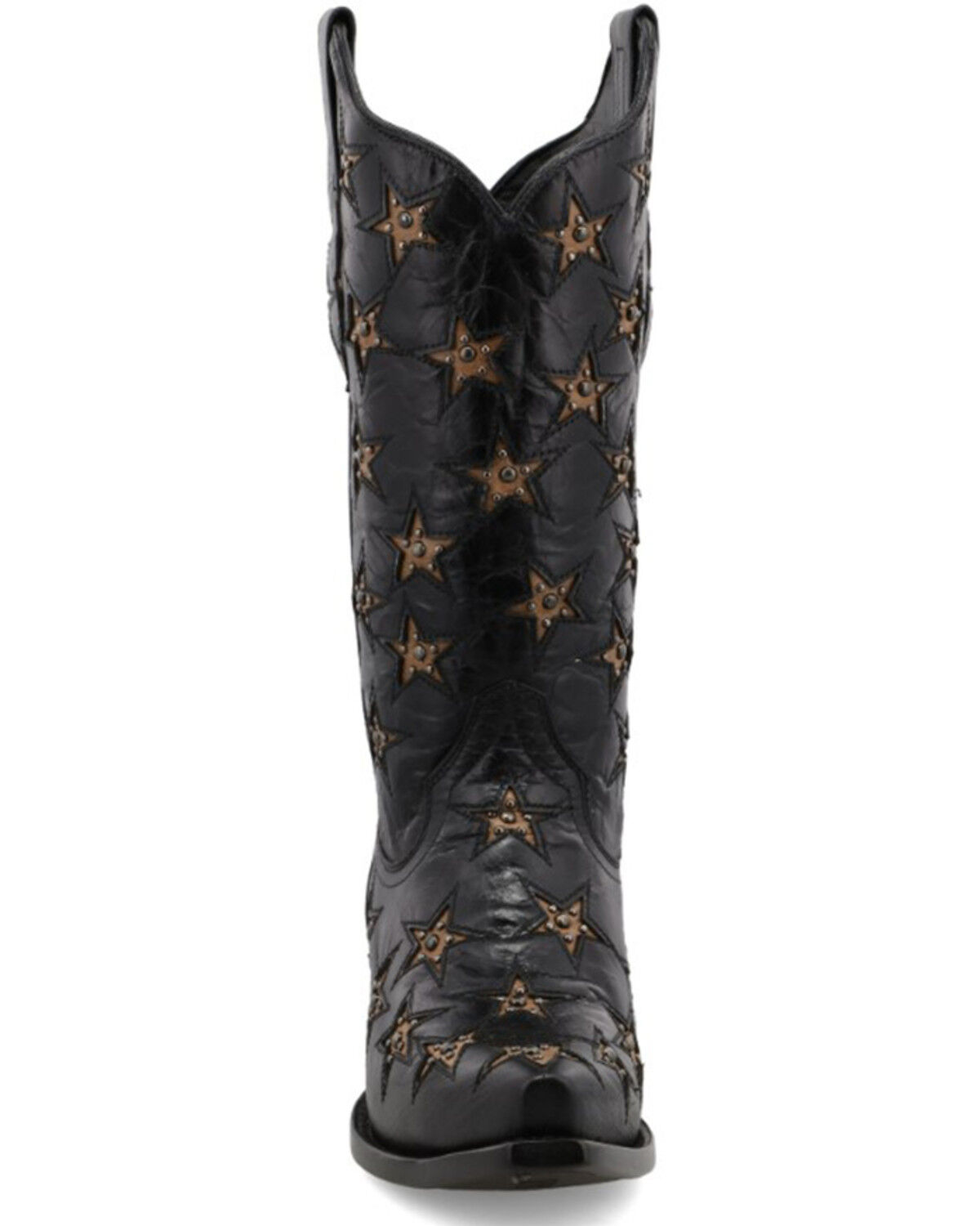 Image #4 - Black Star Women's Marfa Star Inlay Studded Leather Western Boot - Snip Toe, Black, hi-res