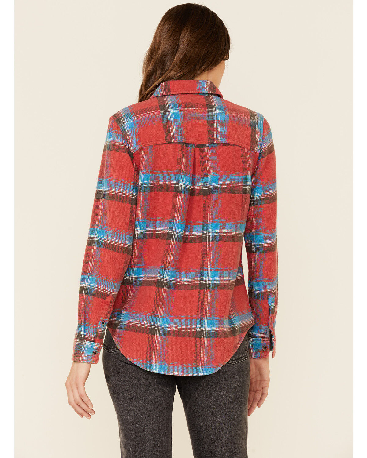 womens red plaid tunic