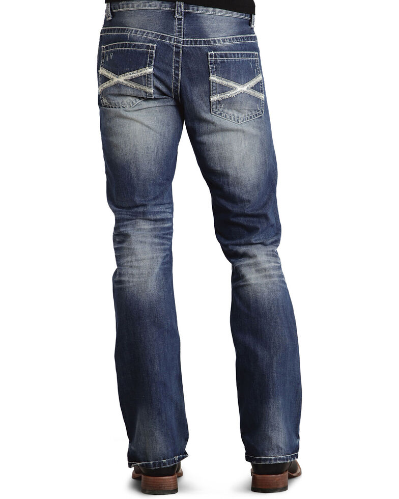 Stetson Rock Fit Bold X Stitched Jeans - Big & Tall, Med Wash, hi-res