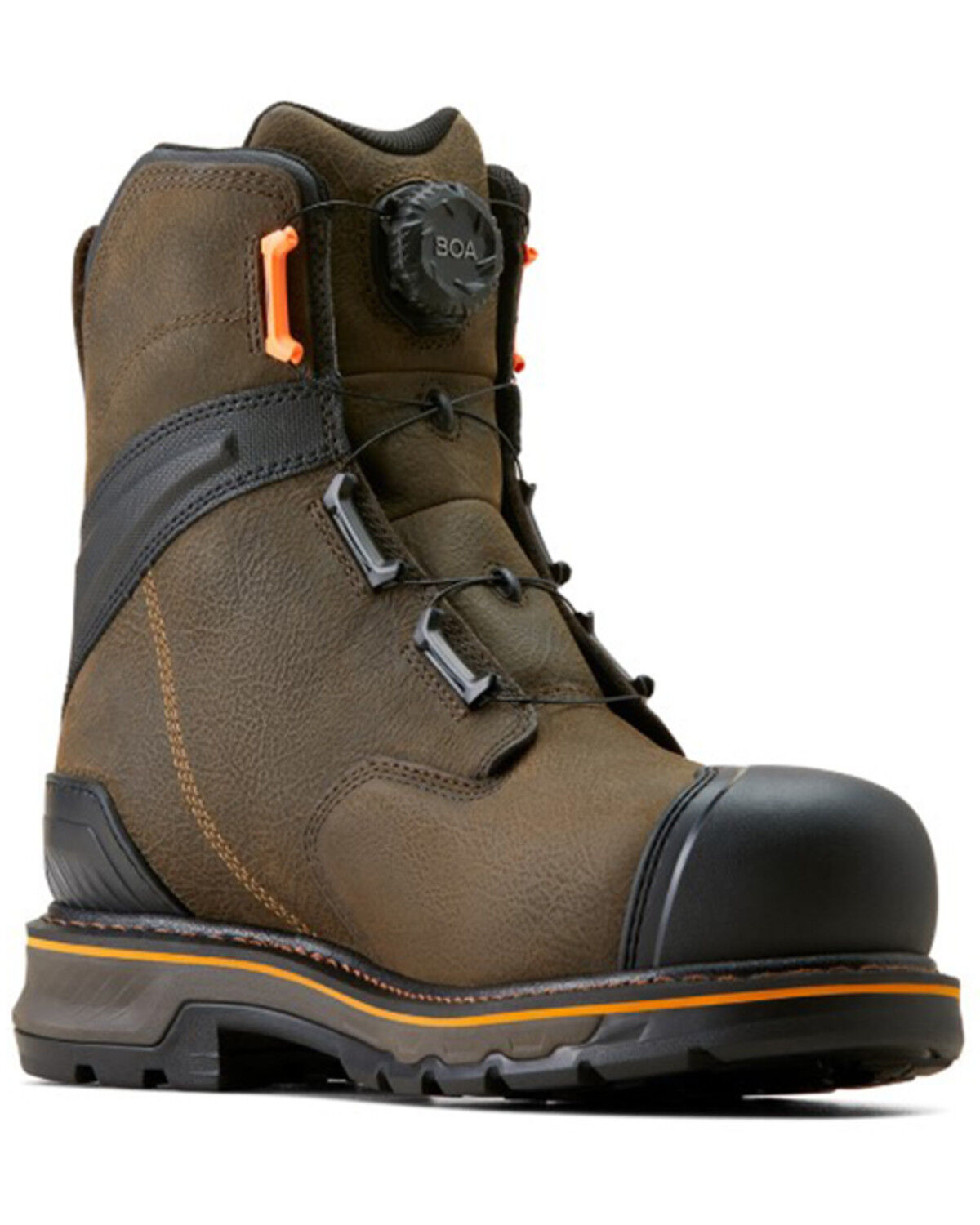 Image #1 - Ariat Men's 8" Stump Jumper BOA® Waterproof Work Boots - Composite Toe, Brown, hi-res