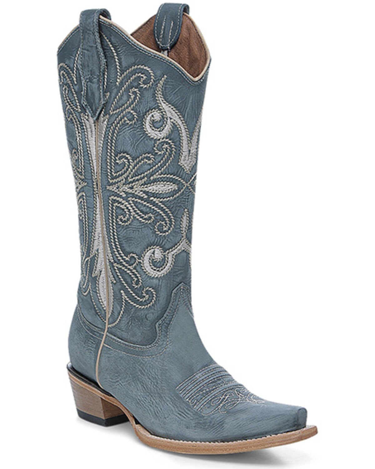 Image #1 - Corral Women's Embroidered Western Booties - Snip Toe, Blue, hi-res