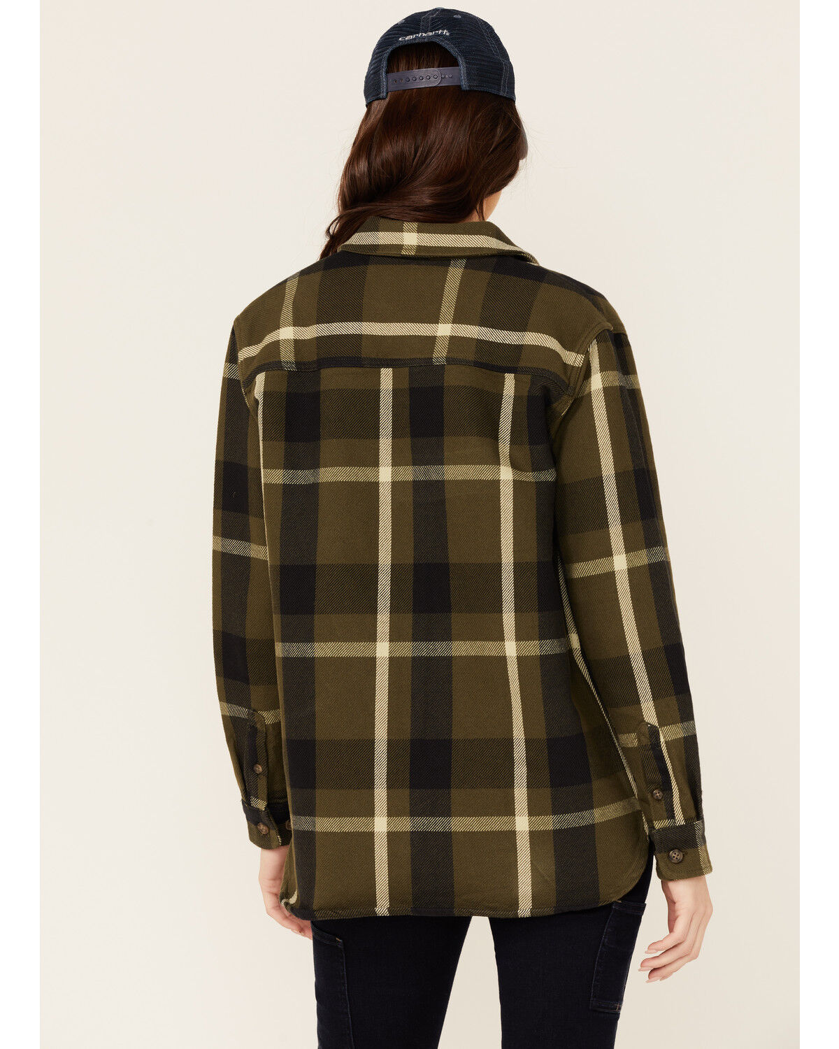 Image #3 - Carhartt Women's Plaid Button Down Flannel Shacket, , hi-res