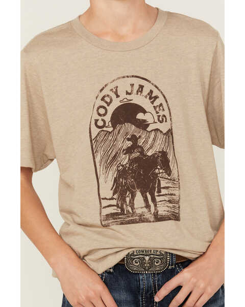 Image #3 - Cody James Boys' Cowboy Sketch Short Sleeve Graphic T-Shirt , Oatmeal, hi-res