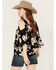 Image #4 - Wild Moss Women's Floral Print Cold Shoulder Top, Black, hi-res