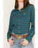 Image #3 - Cinch Women's ARENAFLEX® Floral Long Sleeve Button Down Western Shirt, Teal, hi-res
