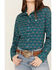 Image #3 - Cinch Women's ARENAFLEX Floral Long Sleeve Button Down Western Shirt , Teal, hi-res