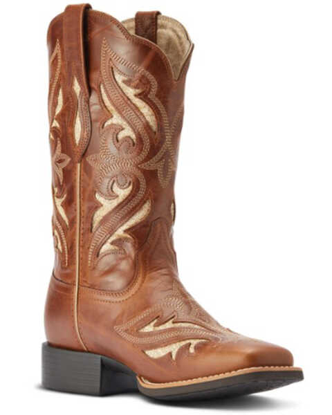 Image #1 - Ariat Women's Round Up Bliss Underlay Performance Western Boots - Broad Square Toe , , hi-res