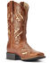 Image #1 - Ariat Women's Round Up Bliss Underlay Performance Western Boots - Broad Square Toe , Beige/khaki, hi-res