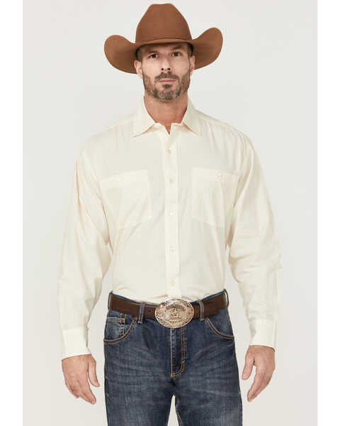 Resistol Men's Long Sleeve Button Down Western Shirt , Off White, hi-res