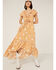 Image #1 - Beyond The Radar Women's Floral Gingham Picnic Midi Dress, Gold, hi-res