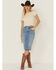 Image #1 - Shyanne Women's Ontario Light Wash Midi Stretch Denim Skirt, Light Wash, hi-res