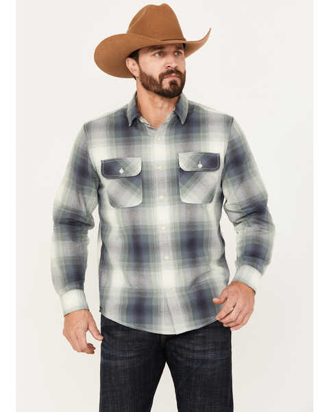 Image #1 - Pendleton Men's Beach Shack Plaid Print Long Sleeve Button Down Western Shirt, Green, hi-res