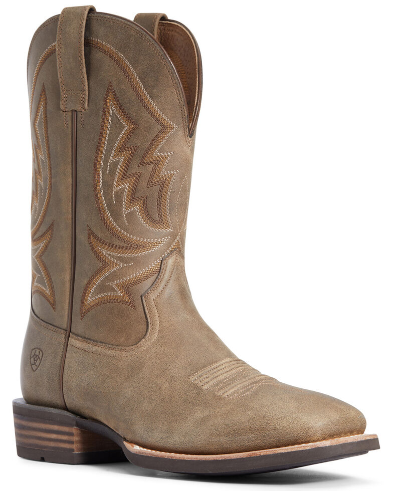 Ariat Men's Hardy Western Boots - Wide Square Toe, Brown, hi-res