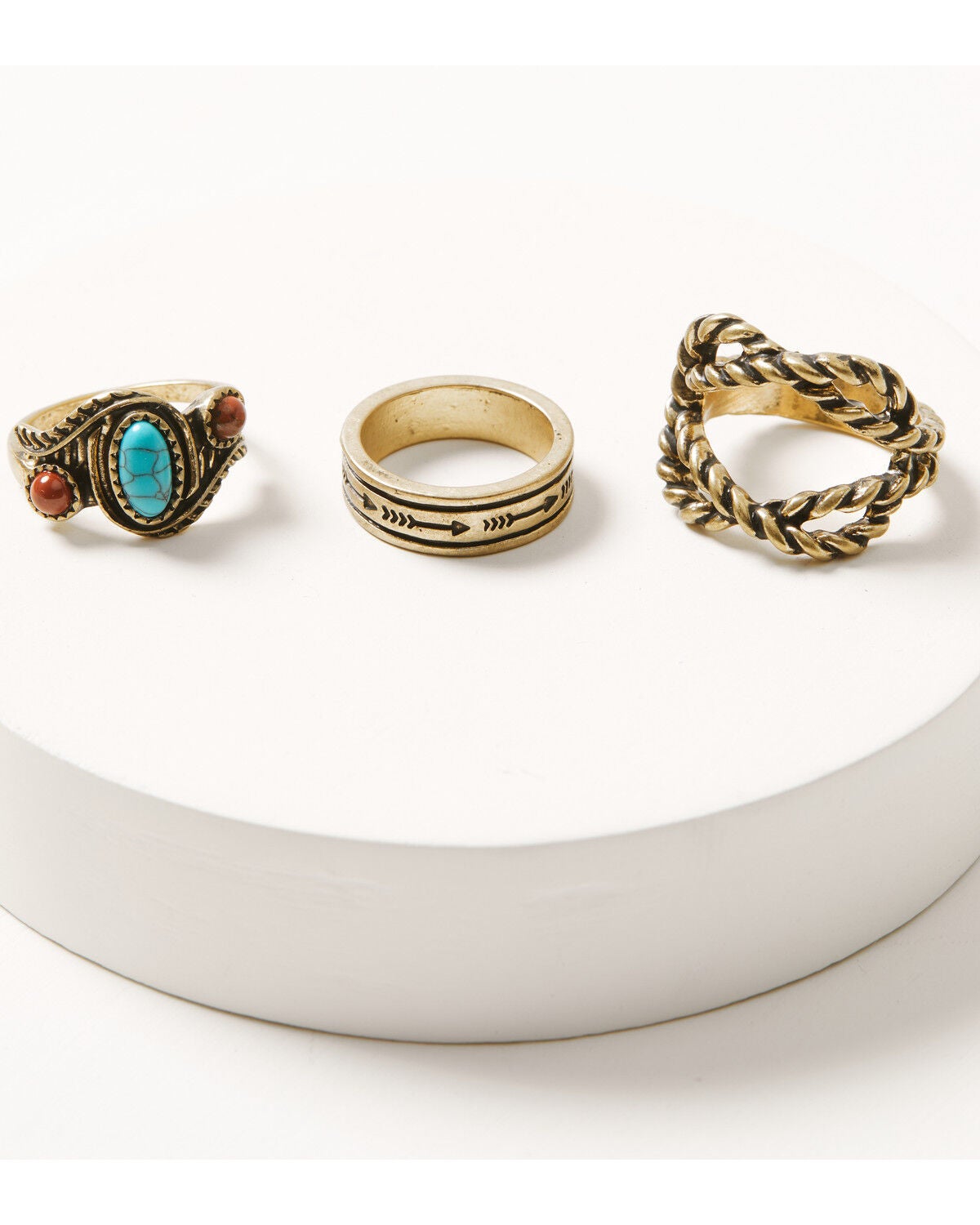 Shyanne Women's Golden Skyland Multi Stone Ring Set - 3 Piece, Gold, hi-res