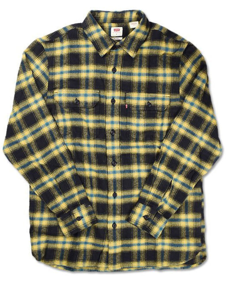 Levi's Men's Tinsel Large Plaid Classic Worker Long Sleeve Button-Down Western Flannel Shirt , Yellow, hi-res