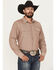 Image #1 - Blue Ranchwear Men's Desert Rose Striped Long Sleeve Snap Western Shirt, Rose, hi-res