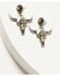 Image #1 - Idyllwind Women's Bexley Steer Head Earrings, Silver, hi-res