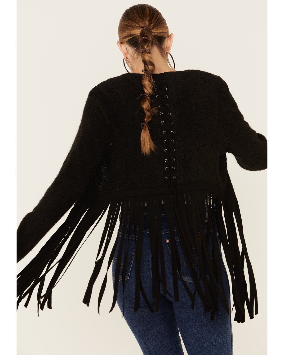 black suede fringe jacket