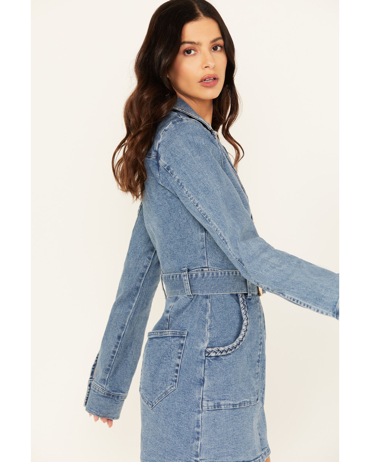 Image #2 - Show Me Your Mumu Women's Outlaw Medium Wash Denim Mini Dress, Medium Wash, hi-res