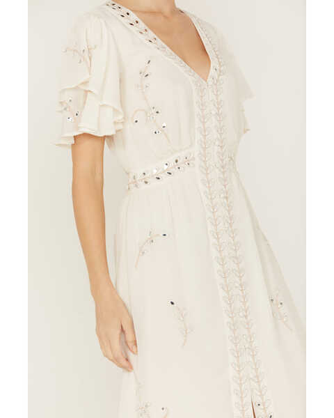 Image #3 - Shyanne Women's Embellished Short Sleeve Maxi Dress, Cream, hi-res