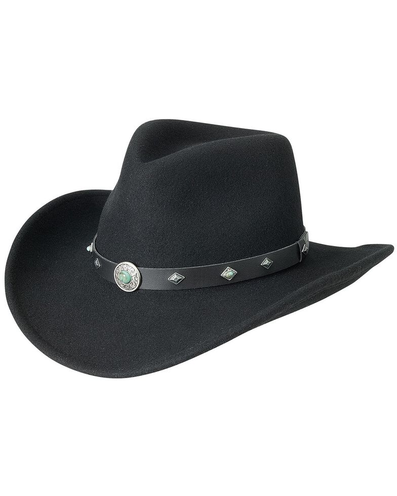 Silverado Fancy Pinch Front Crushable Wool Cowboy Hat, Black, hi-res