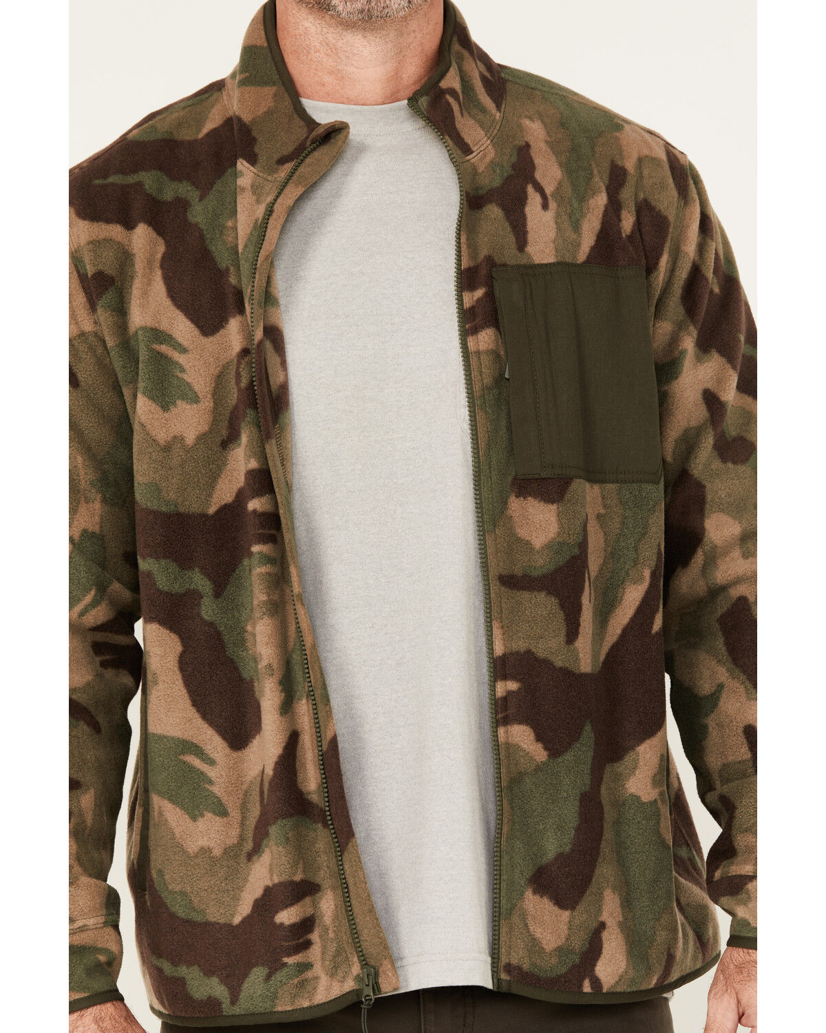 Image #3 - Lucky Brand Workwear Men's Camo Print Polar Fleece Jacket, Olive, hi-res