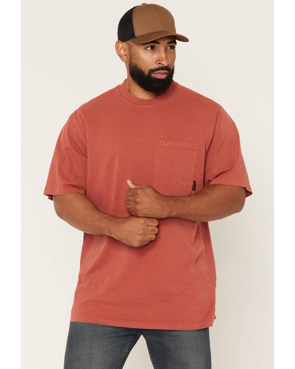 Hawx Men's Forge Solid Short Sleeve Pocket Work Shirt, Red, hi-res