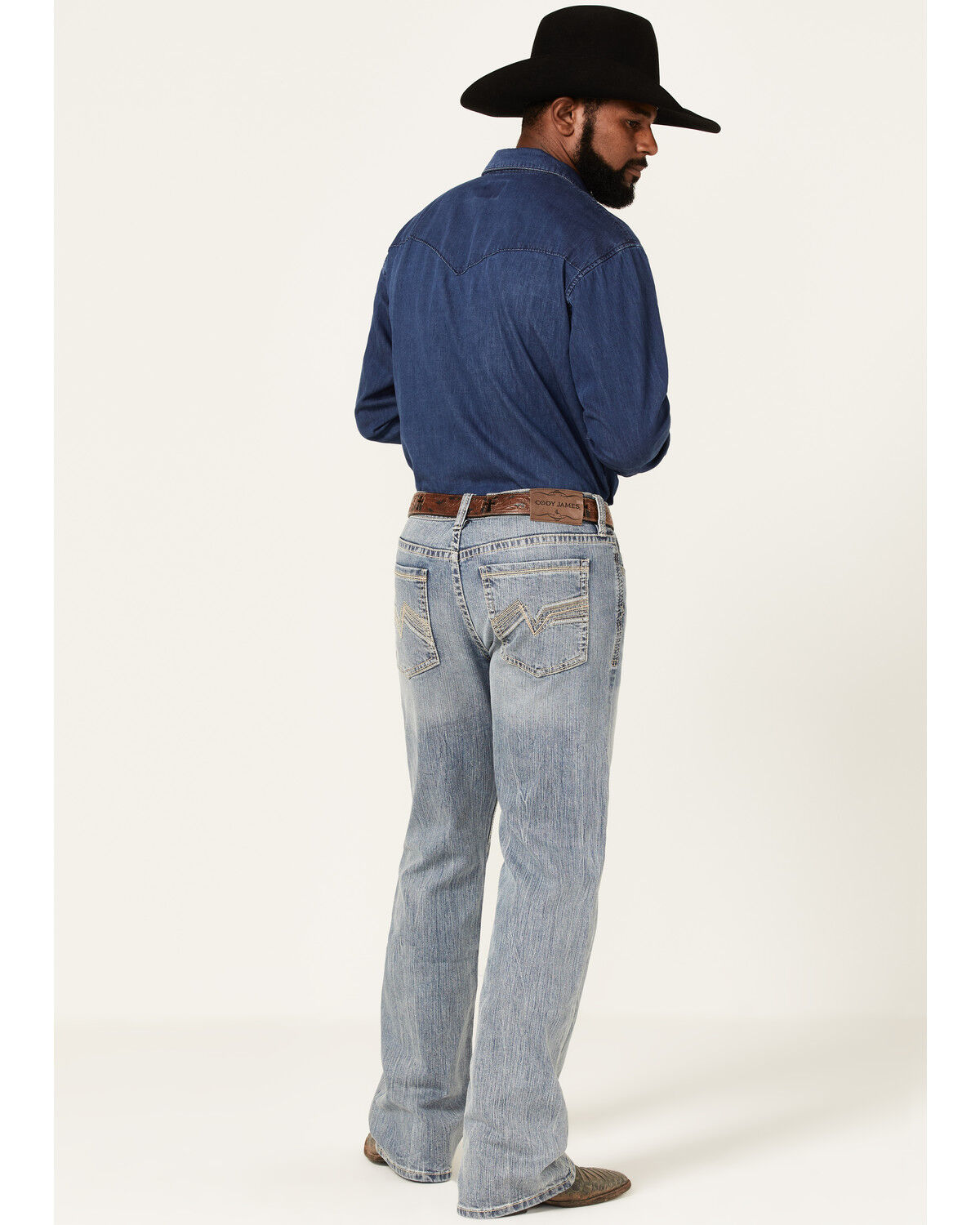 Image #3 - Cody James Men's Hacienda Medium Wash Stretch Slim Bootcut Jeans, Medium Wash, hi-res